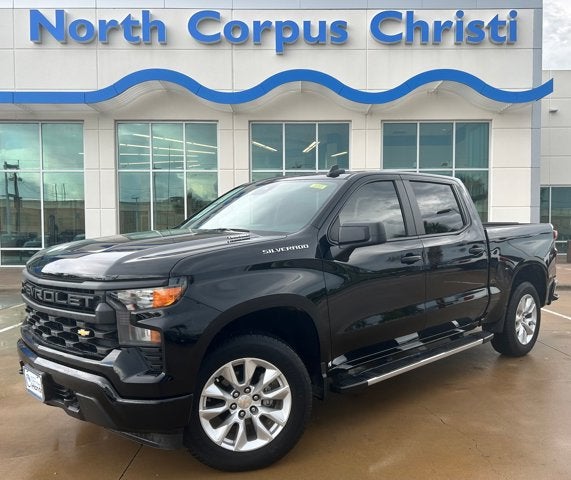 2026 Chevrolet Silverado 1500 Custom in Black — front three-quarter view