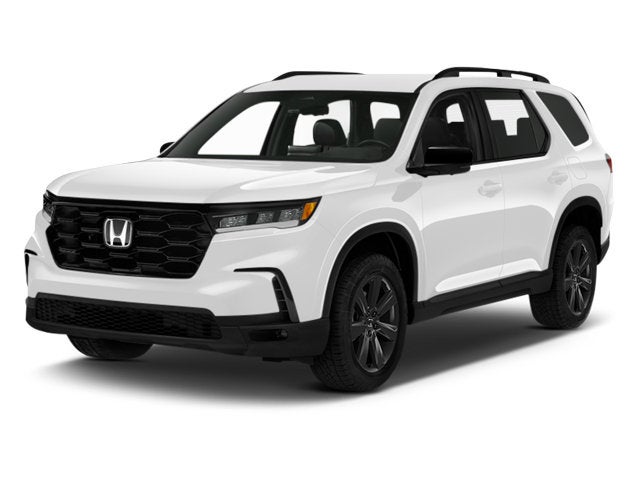 2025 Honda Pilot Black Edition in Platinum White Pearl — front three-quarter view